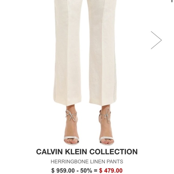 Calvin Klein collection white linen blend pant - Picture 5 of 5